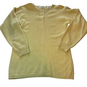 VTG Linda Allard For Ellen Tracy Yellow Lambs Wool Angora Hair Sweater Size S